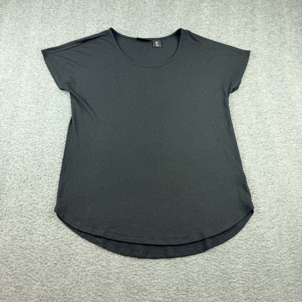 Adrienne Vittadini Women's Small Black Modal Spandex Short Sleeve Scoop Neck Tee